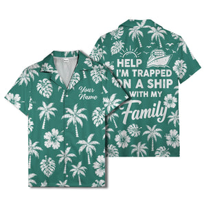 monochrome palm trees and hibiscus hawaiian shirt for men