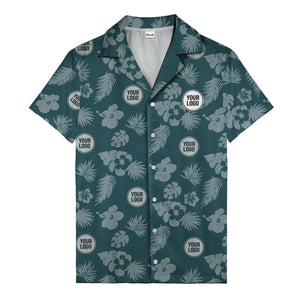 monochrome tropical flowers and leaves hawaiian shirt for men