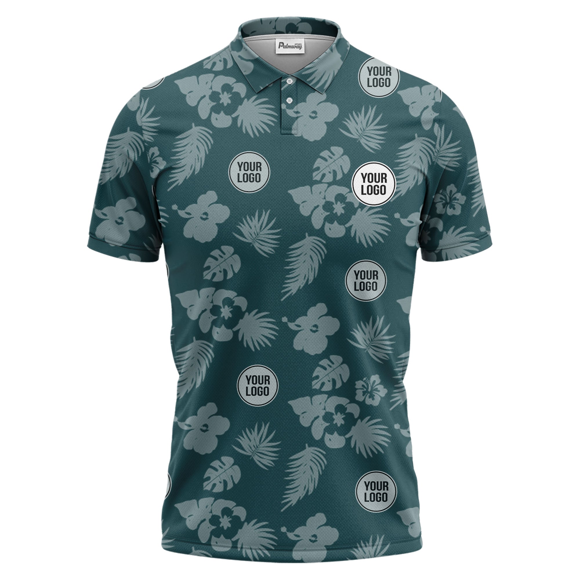 illustrated monochrome tropical flowers and leaves polo shirt for men