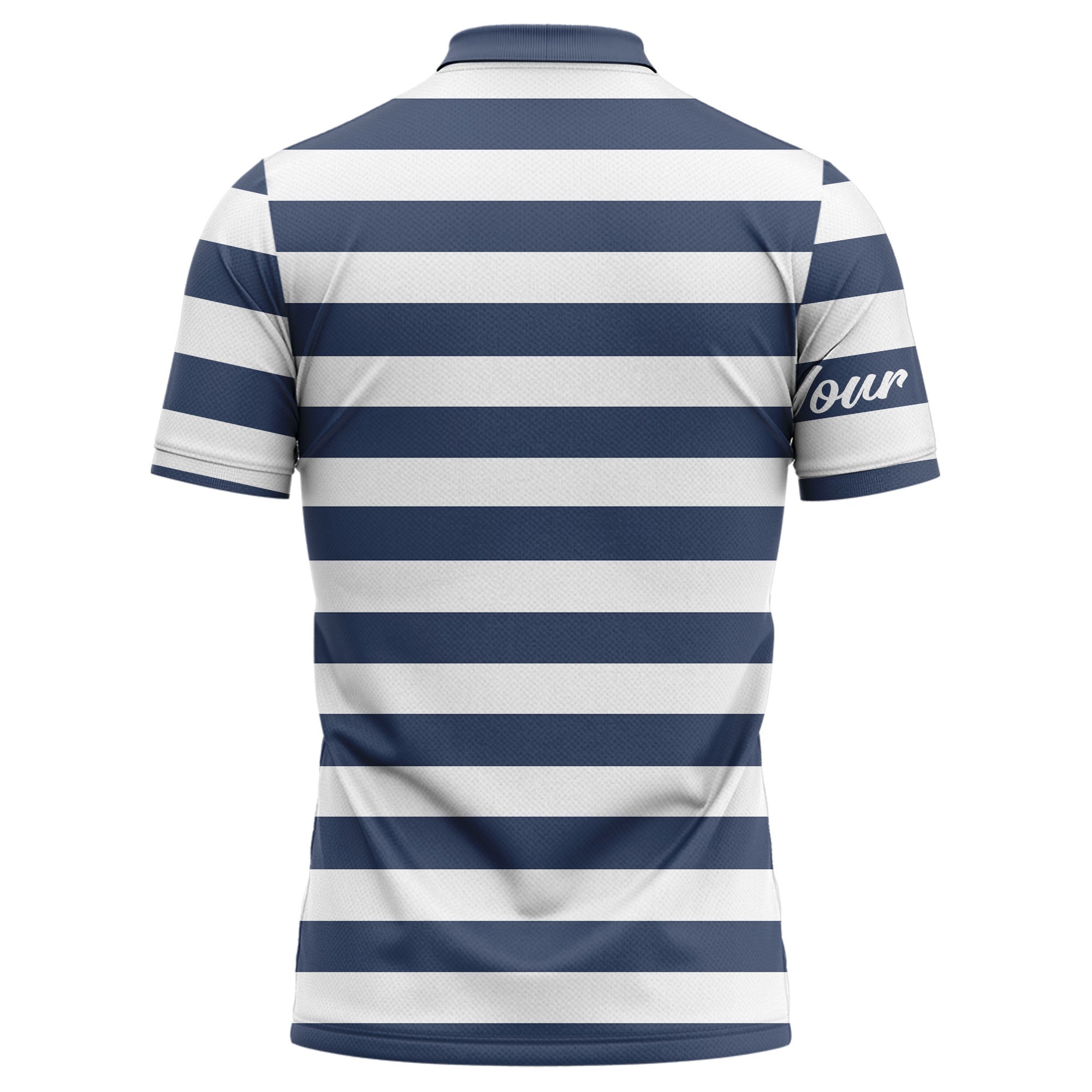 Navy White Nautical Striped Polo Shirt For Coastal Weekend Sailing