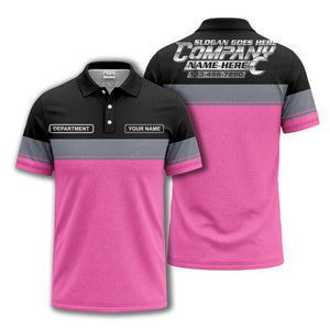 personalized department name gray stripe polo shirt for teams