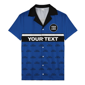 personalized logo & text striped hawaiian shirt for teams