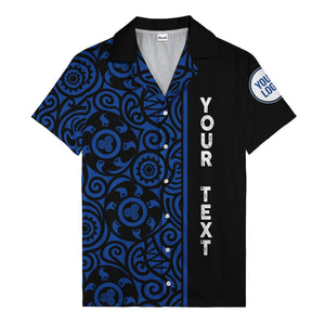 polynesian tribal swirls black white circular motifs hawaiian shirt for men