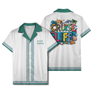retro bowling diamond geometric personalized hawaiian shirt for men