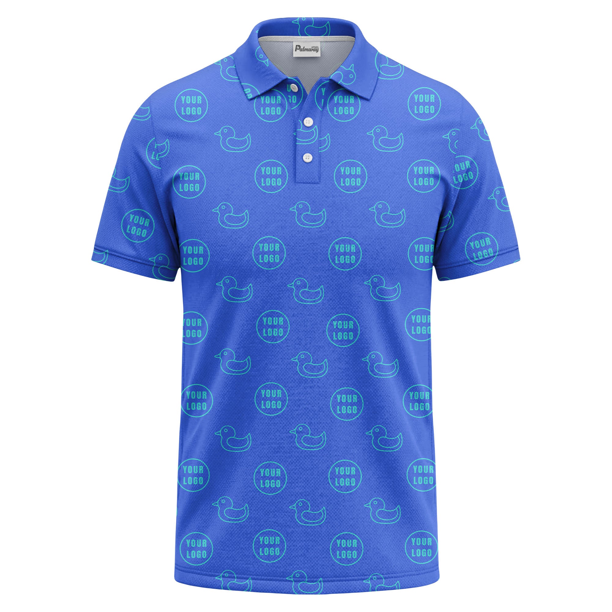 rubber duck & custom logo circle pattern polo shirt for men