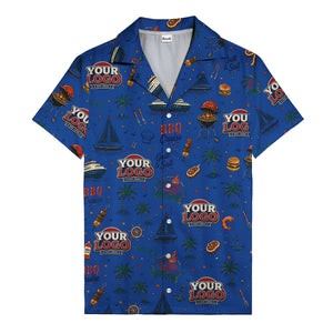 sailboats anchors ship wheels hamburger shrimp steak grill tools hawaiian shirt for men