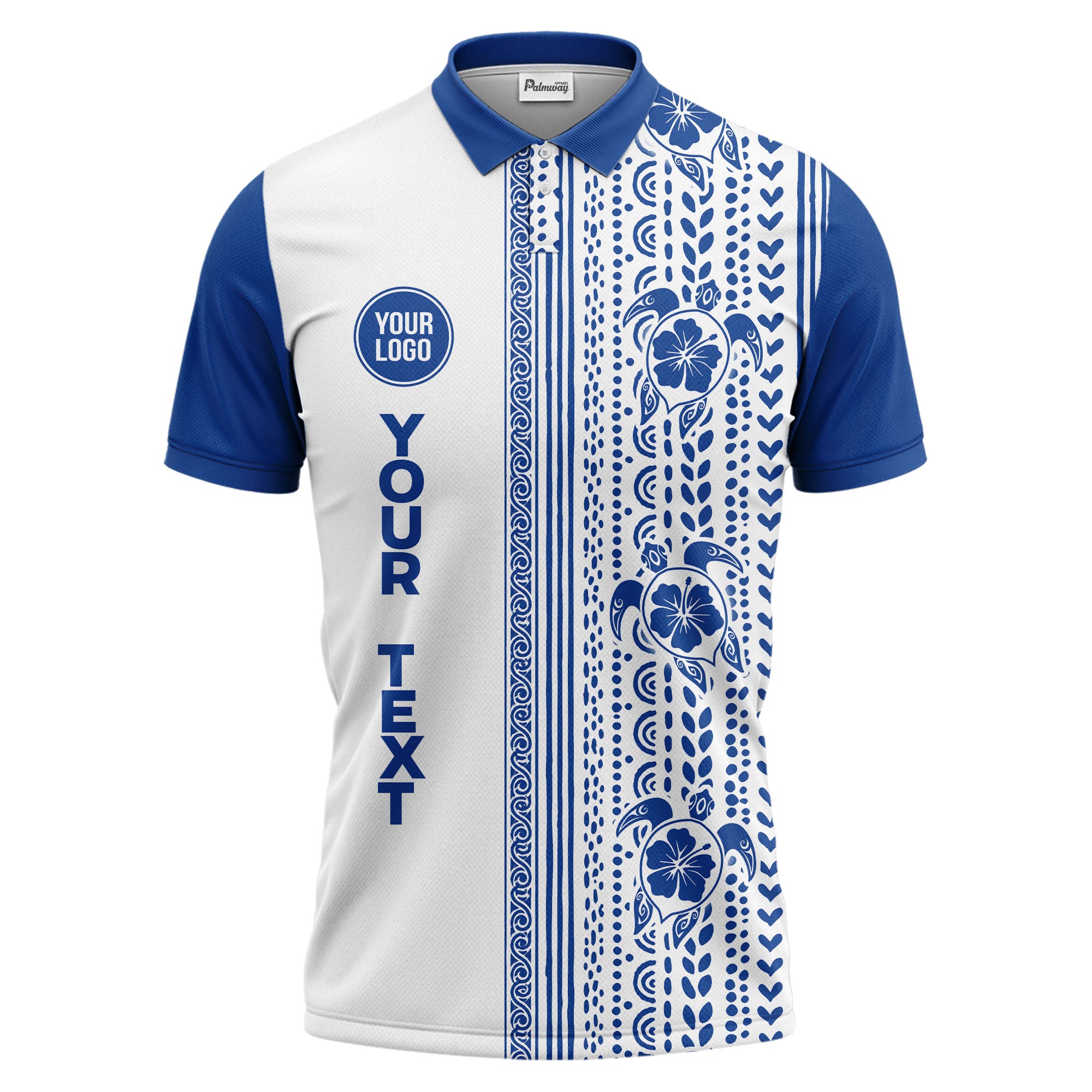 sea turtles hibiscus polynesian tribal black white polo shirt for men