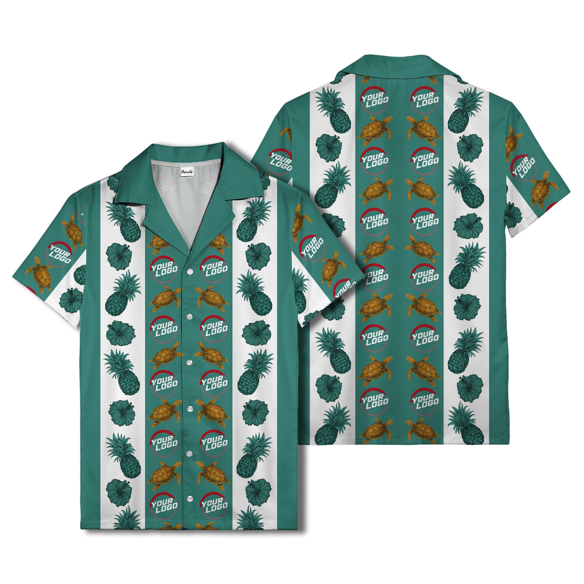 sea turtles & pineapple hibiscus striped hawaiian shirt