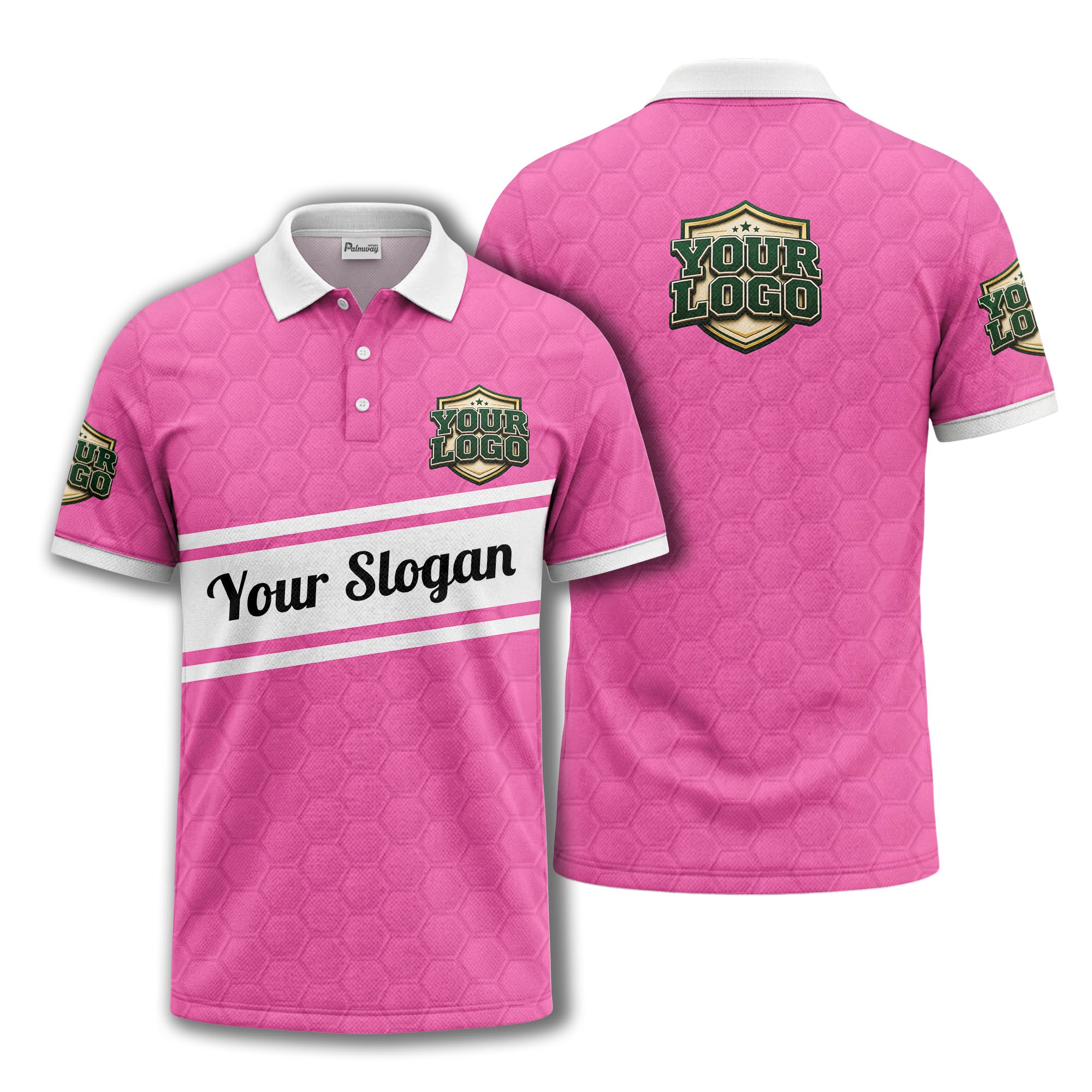 shield logo stars hexagon pattern polo shirt for men
