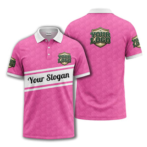 shield logo stars hexagon pattern polo shirt for men