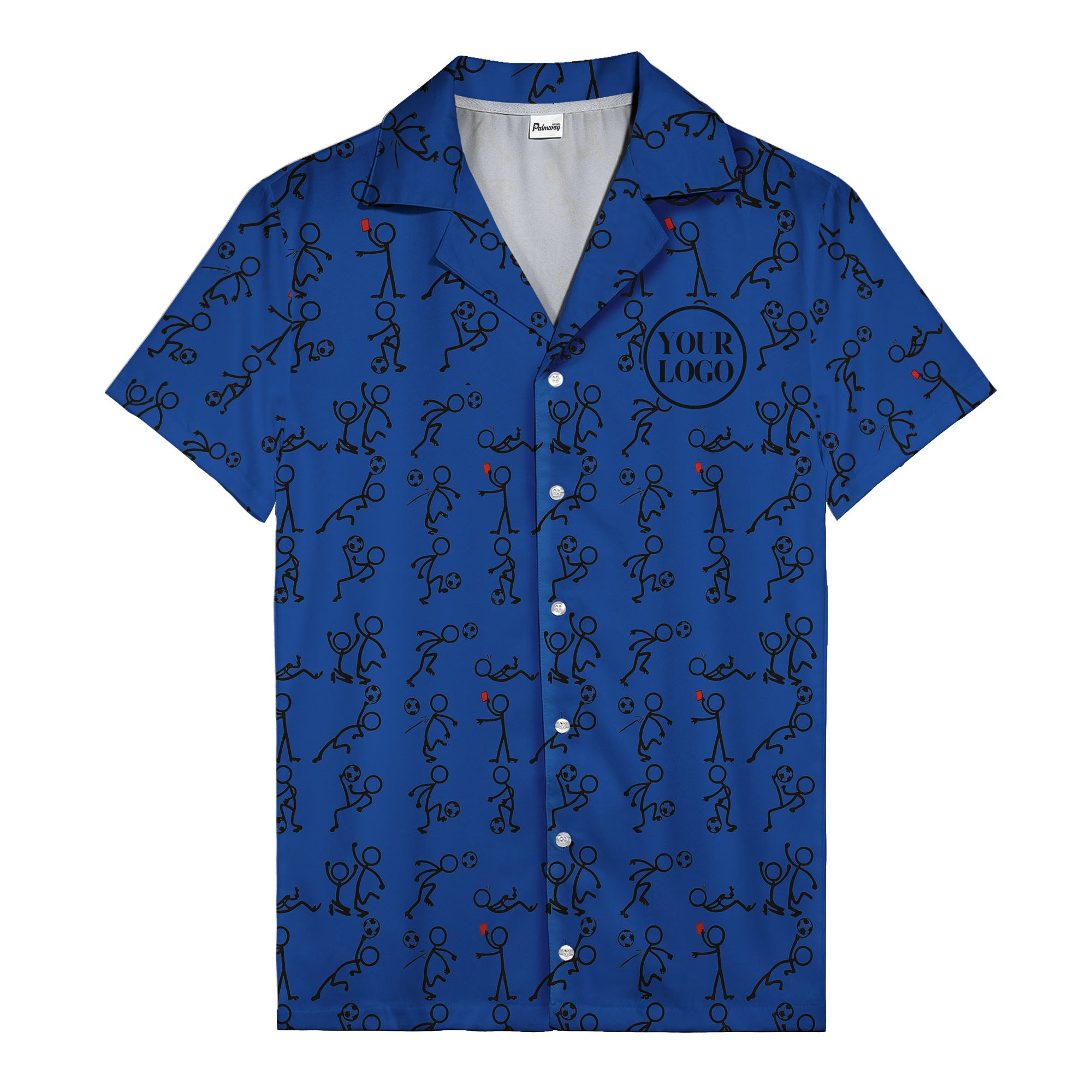 soccer stick figures & footballs fun cartoon hawaiian shirt