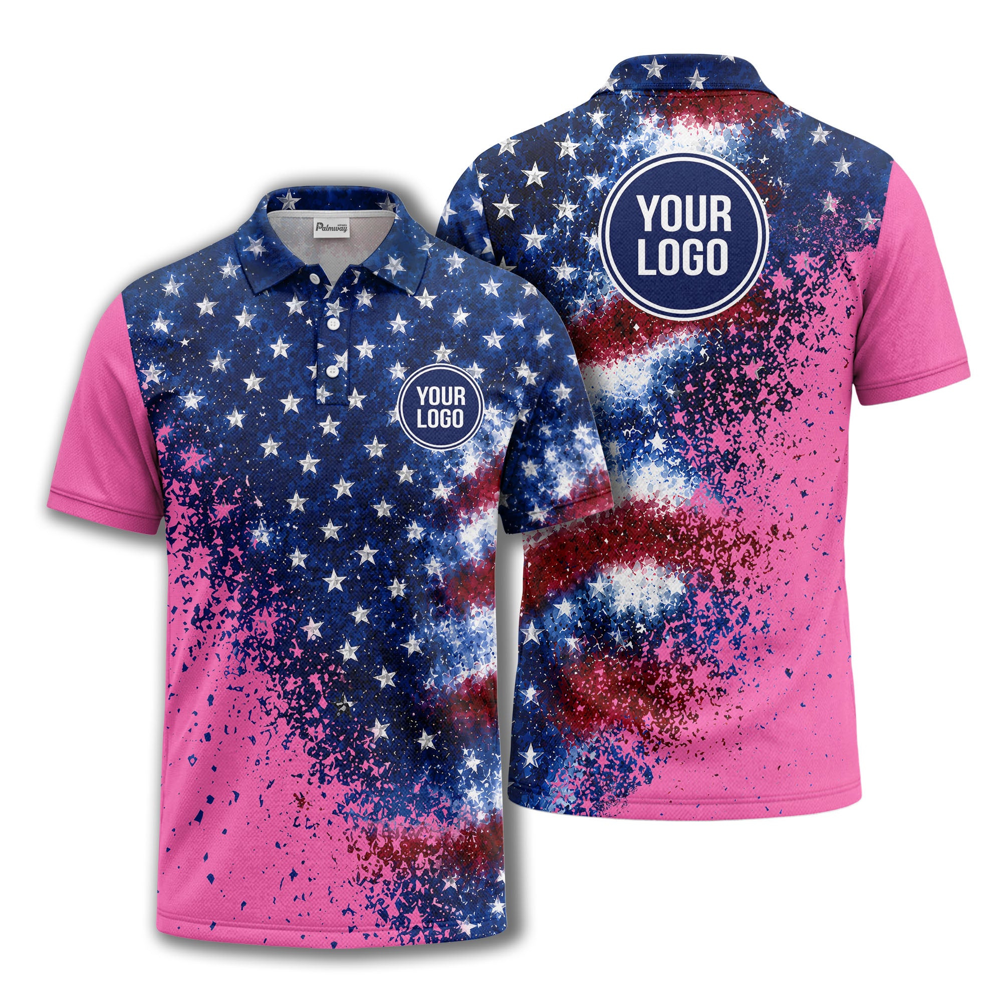 stars & stripes american flag all over print polo shirt
