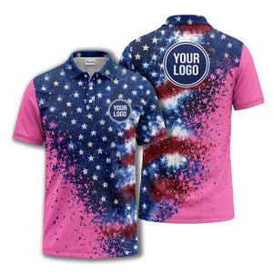 stars & stripes american flag all over print polo shirt