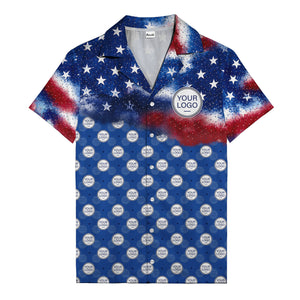 stars & stripes american flag custom logo patriotic hawaiian shirt