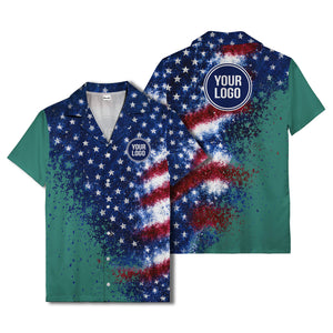 stars & stripes watercolor splash patriotic hawaiian shirt