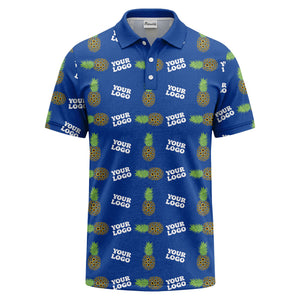 sunflower pineapple repeat custom logo polo shirt for beach days