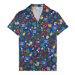 tiki masks & pineapples watercolor hawaiian shirt with toucans & ukuleles
