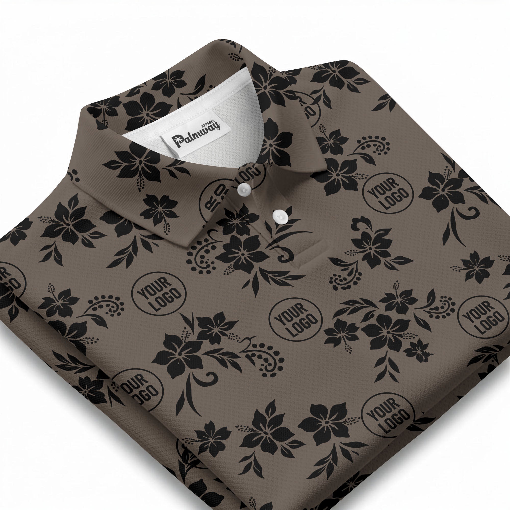 tropical floral leaves & circles polo shirt for island vibes