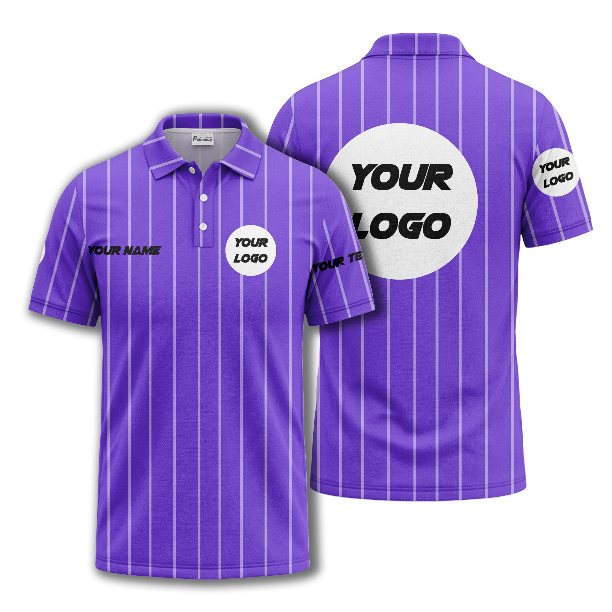 vertical pinstripe custom logo personalized text polo shirt