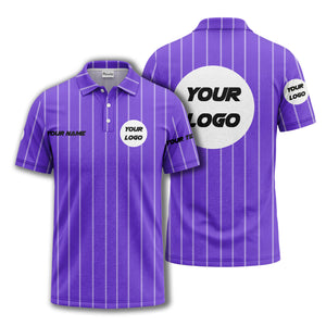 vertical pinstripe custom logo personalized text polo shirt