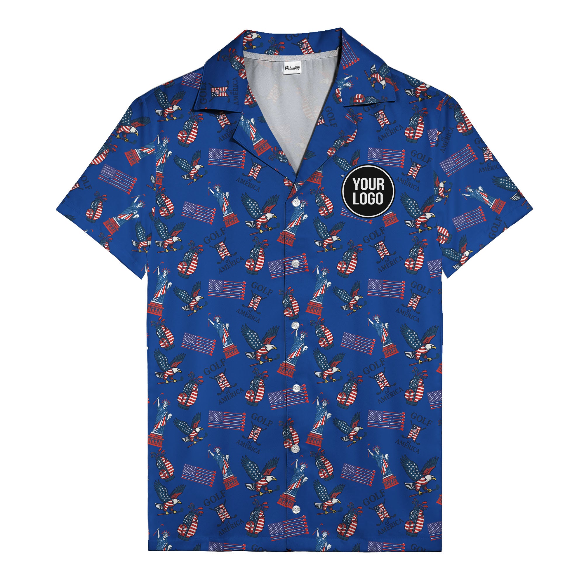 vintage 50s bald eagles & statue of liberty golf hawaiian shirt