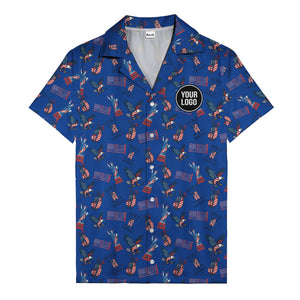 vintage 50s bald eagles & statue of liberty golf hawaiian shirt