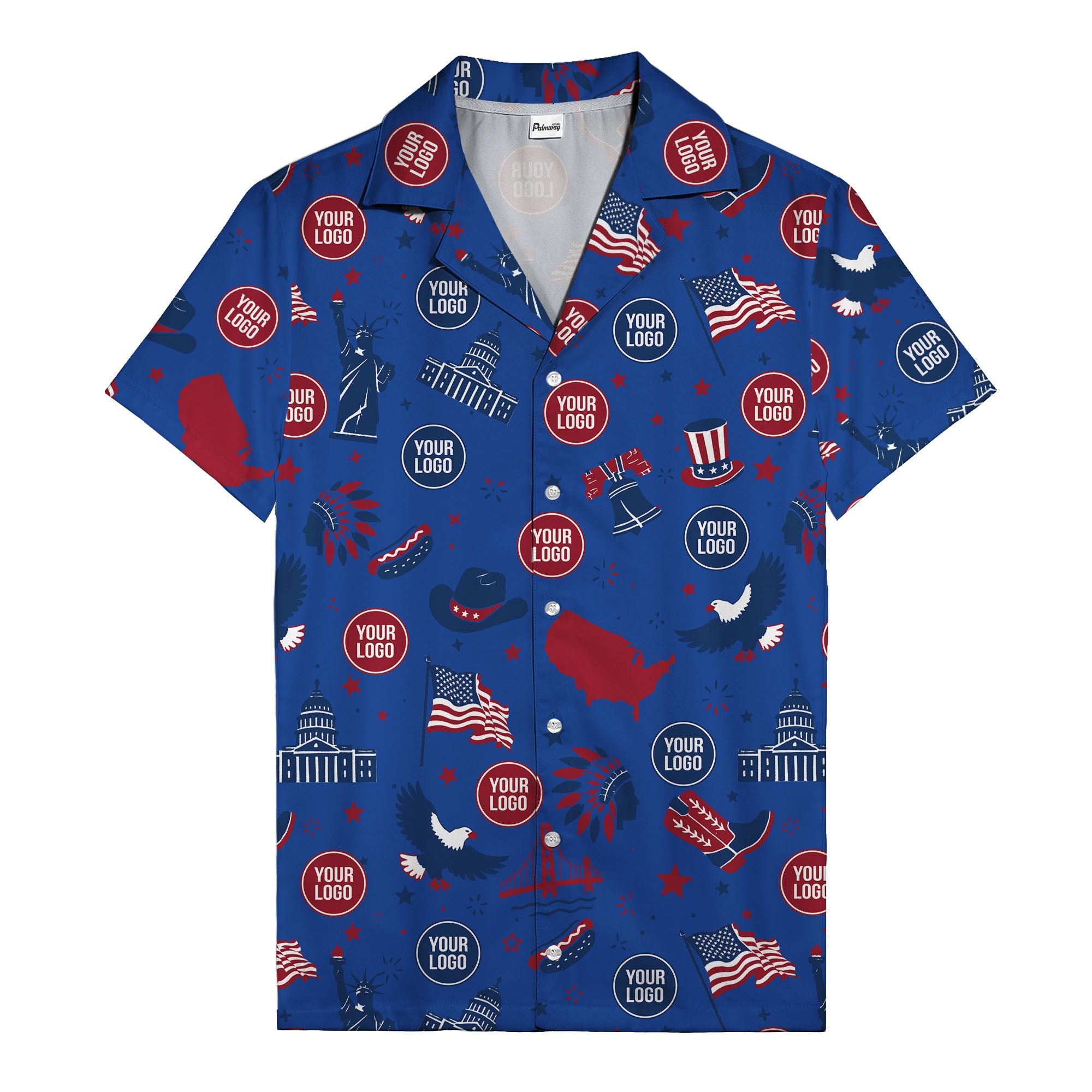vintage cartoon statue of liberty & eagles patriotic hawaiian shirt