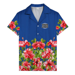 watercolor hibiscus & leaf aloha hawaiian shirt for men