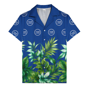 watercolor palm fronds & monogram logo repeat hawaiian shirt