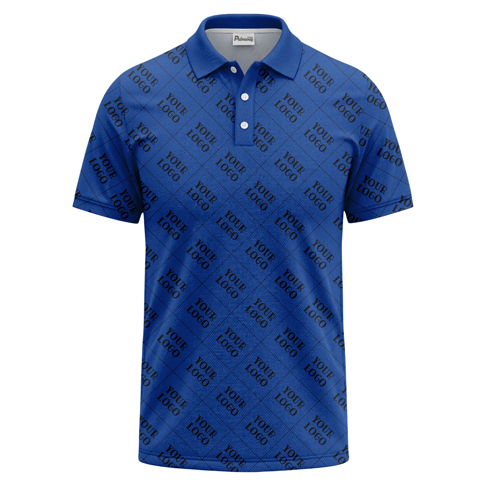 your logo diamond grid monochrome custom polo shirt for men
