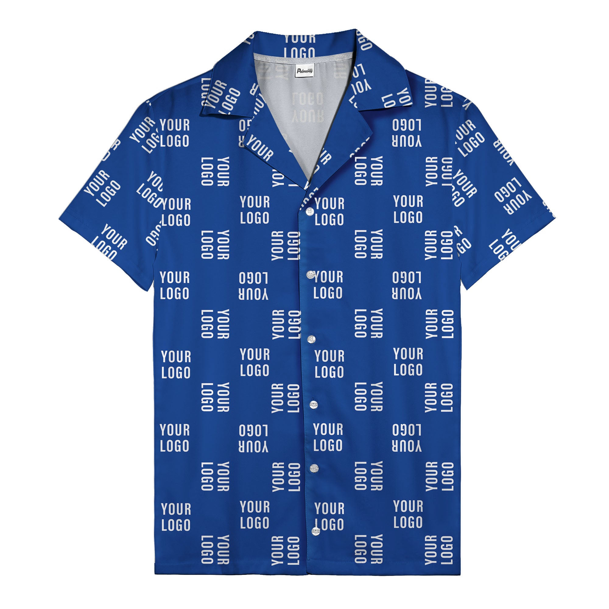 your logo repeat white on black modern graphic hawaiian shirt