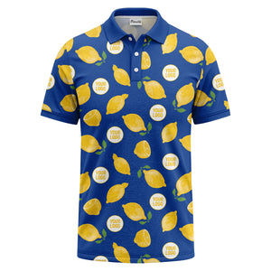 zesty lemon slices & leaf motif playful summer polo shirt