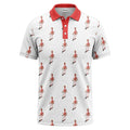 Watercolor Blue Floral Repeat Custom Flamingo Man Golf Polo Shirt