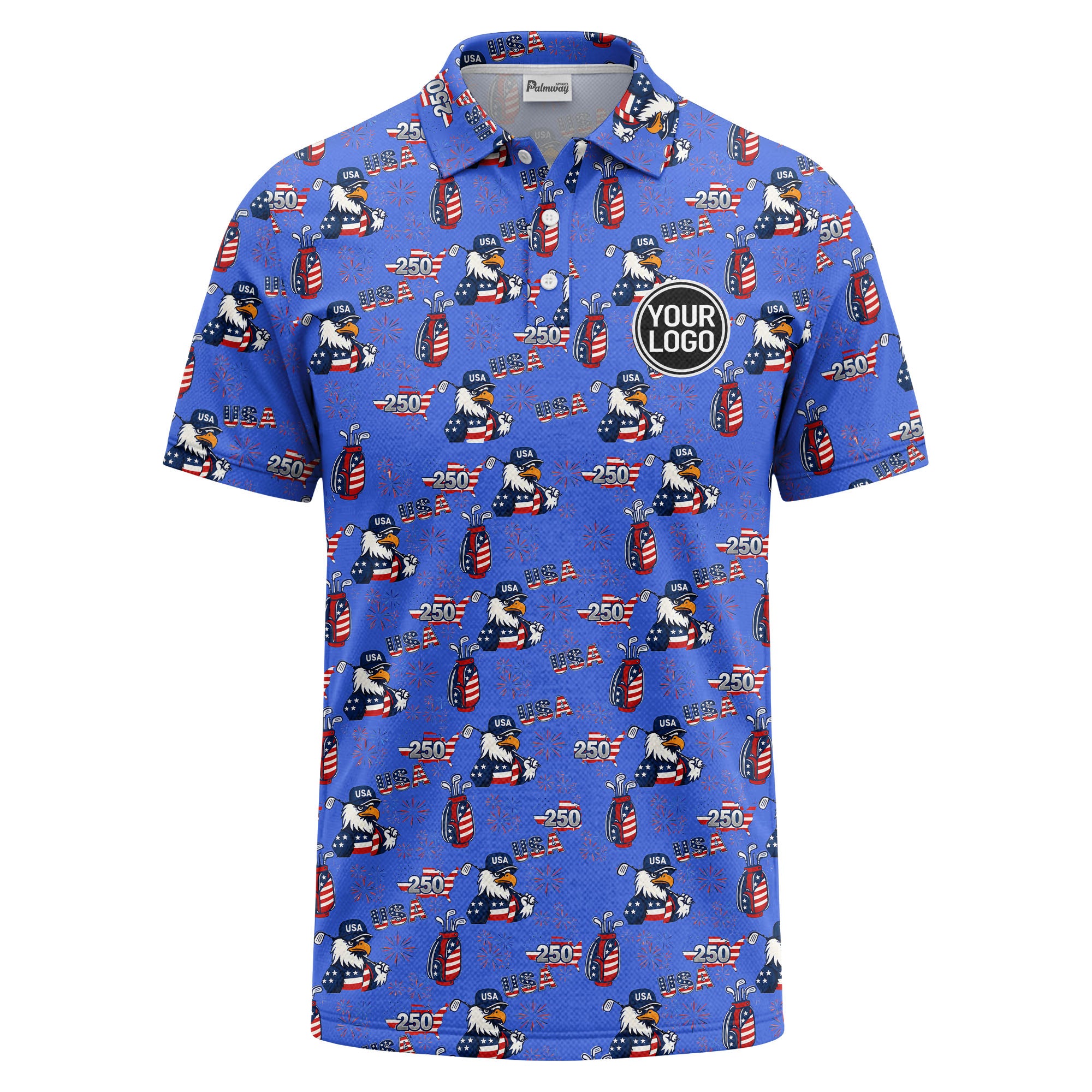 bald eagles golf bags fireworks patriotic polo shirt for men