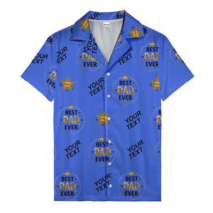 best dad ever gold crown circle repeat pattern hawaiian shirt for men