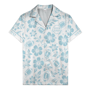 black hibiscus flowers & football silhouettes hawaiian shirt for men