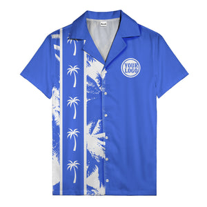 black white palm trees & vertical stripes graphic hawaiian shirt for men