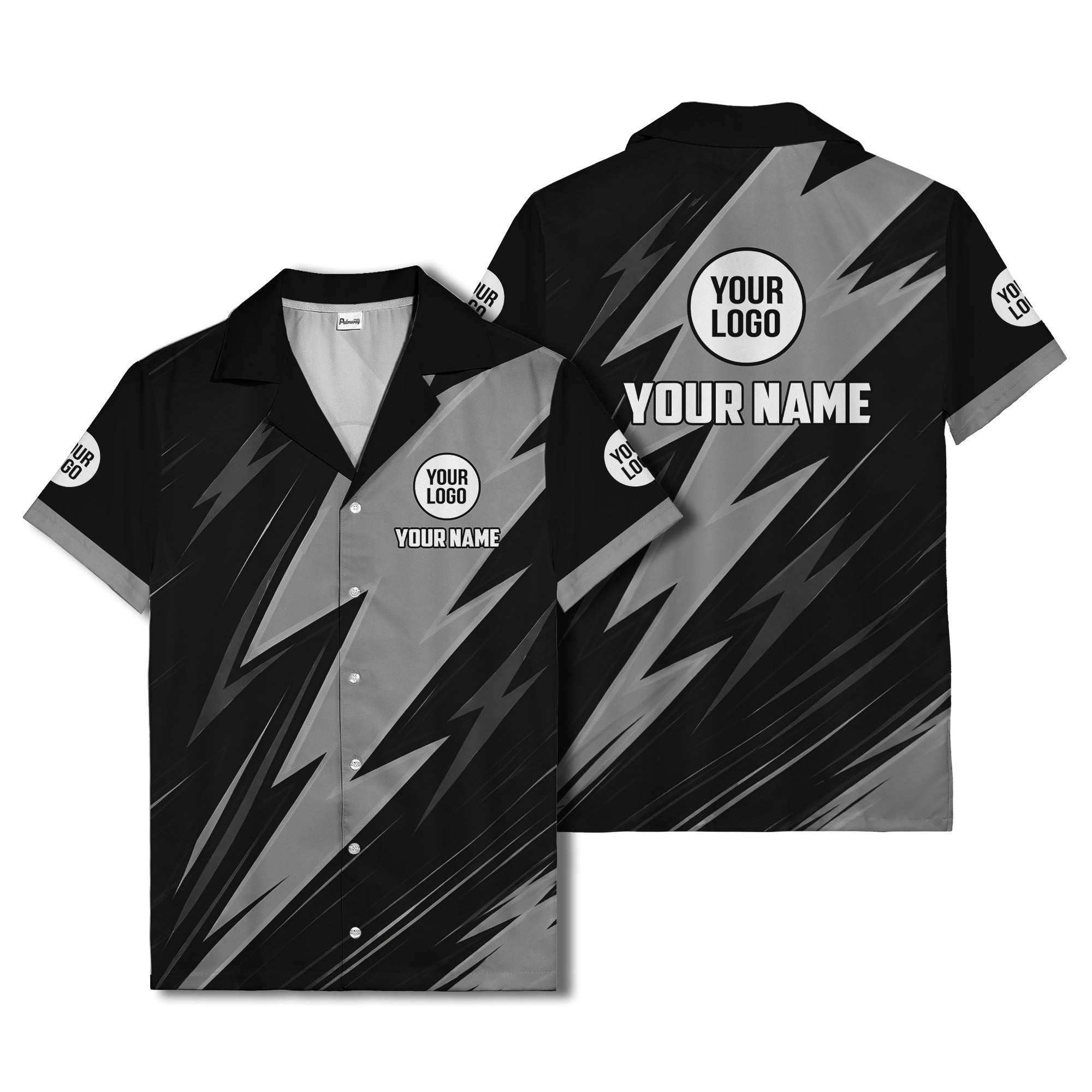 bold lightning bolt repeat pattern personalized hawaiian shirt for men
