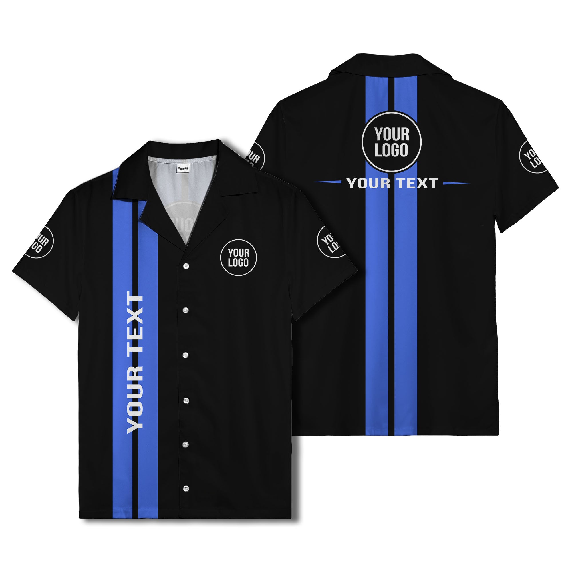 bold vertical stripe custom logo hawaiian shirt for men