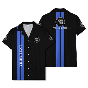 bold vertical stripe custom logo hawaiian shirt for men