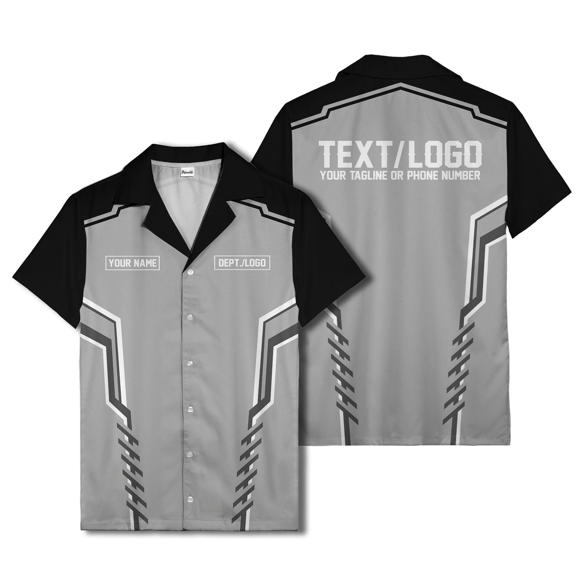 bowling team stripe name box hawaiian shirt for men