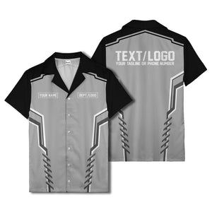 bowling team stripe name box hawaiian shirt for men