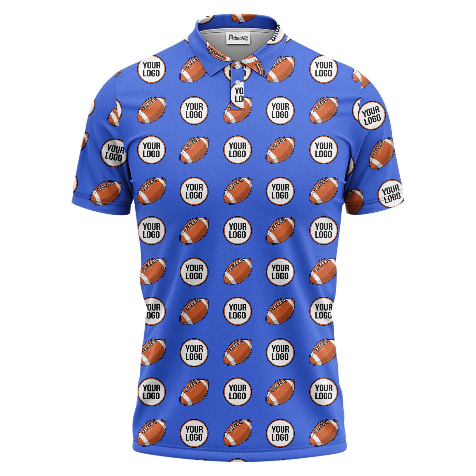 cartoon football logo circle repeat black sports polo shirt for men