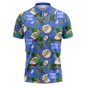 coconut palm trees ice cubes tropical black polo shirt for men