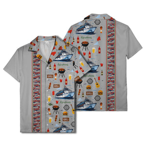 cruise ship grill & refreshments fun cartoon hawaiian shirt for men