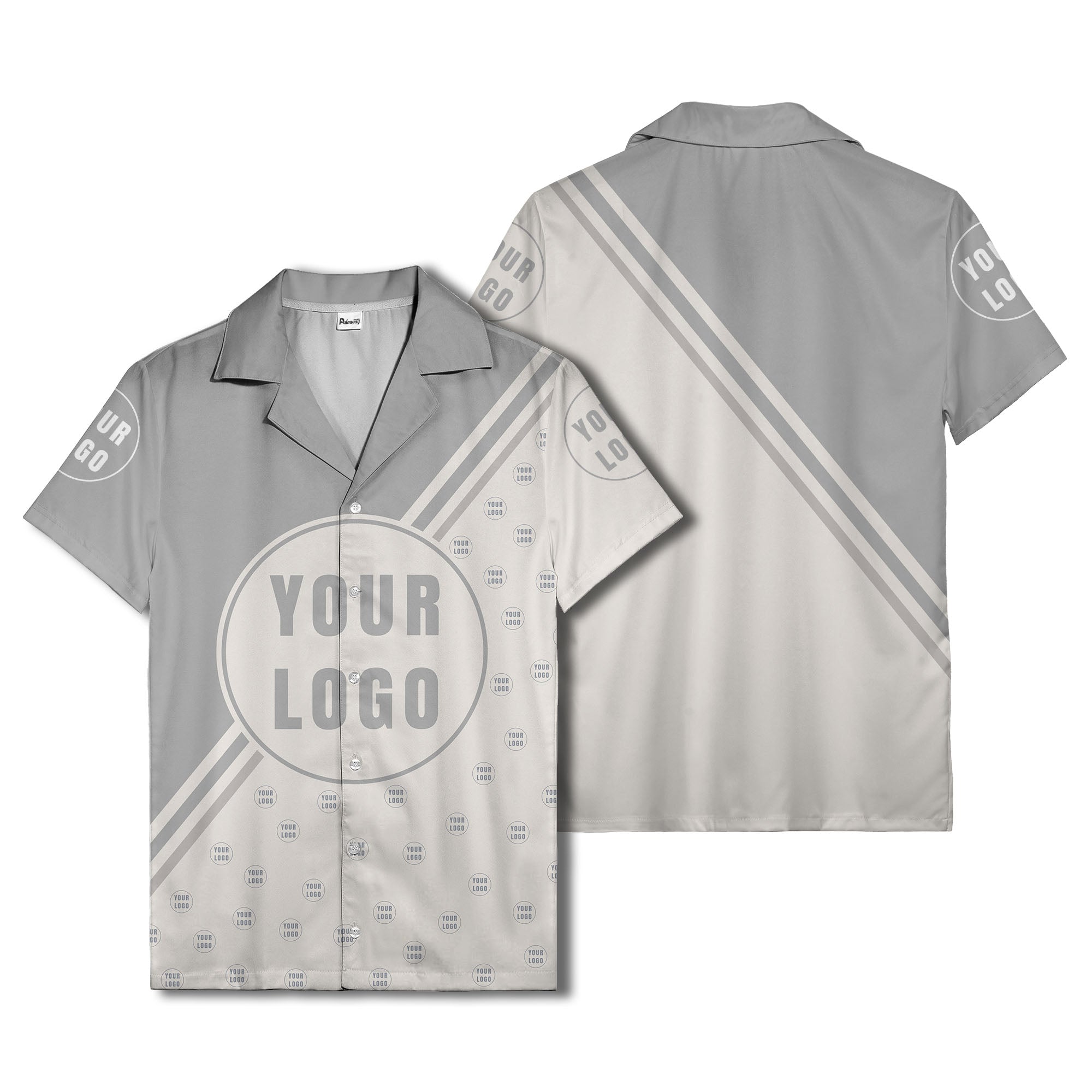 custom logo circles & diagonal stripes minimalist hawaiian shirt for men