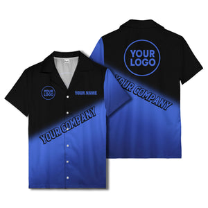 custom logo gradient black white corporate hawaiian shirt