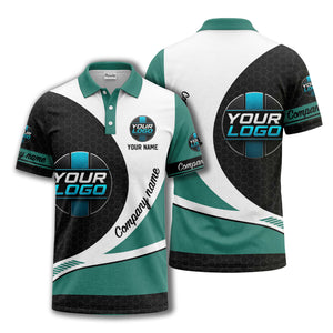 custom logo hexagon diagonal stripes polo shirt for men