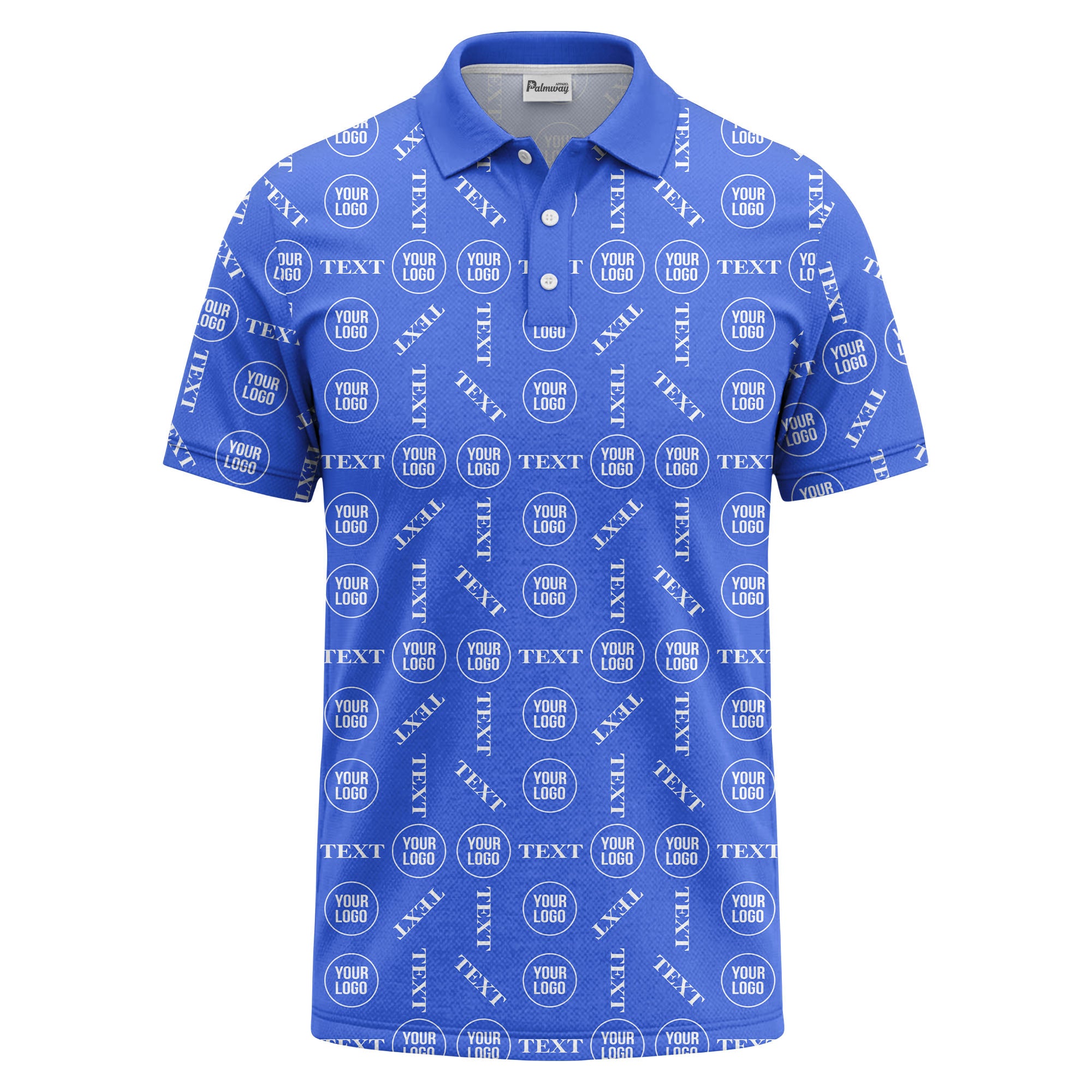 custom logo & text repeat all over print polo shirt