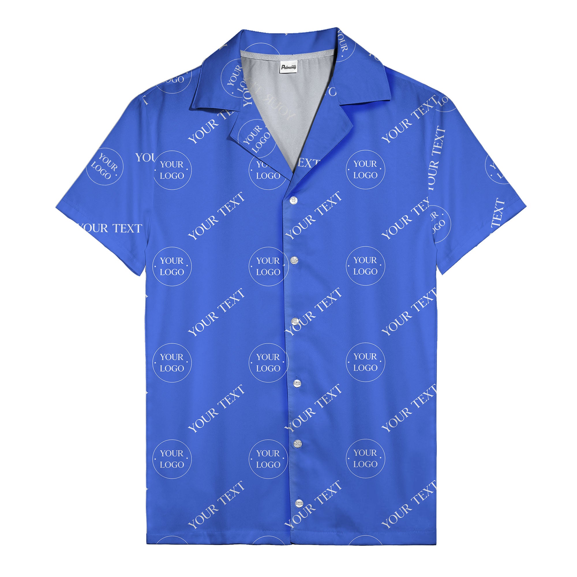 custom logo & text repeat black hawaiian shirt for personalized branding
